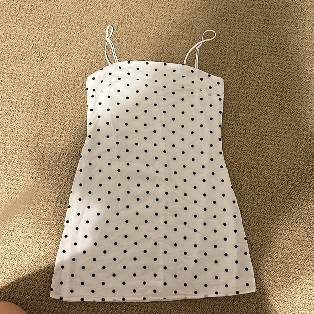 White polka dot mini dress from Francesca’s